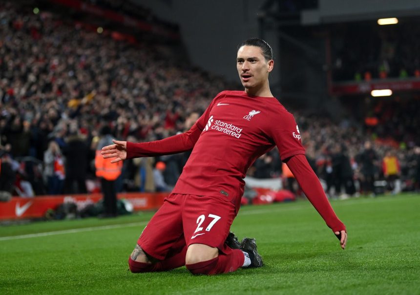 Darwin Núñez: has been in impressive form for Uruguay and will be hoping to help Liverpool produce a big performance against Manchester City at the Etihad. Photograph: Michael Regan/Getty Images